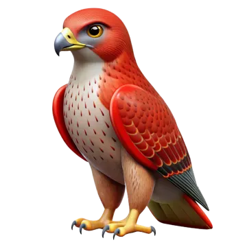 a red bird sitting on top of a white background
