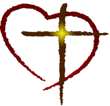 a cross in the shape of a heart
