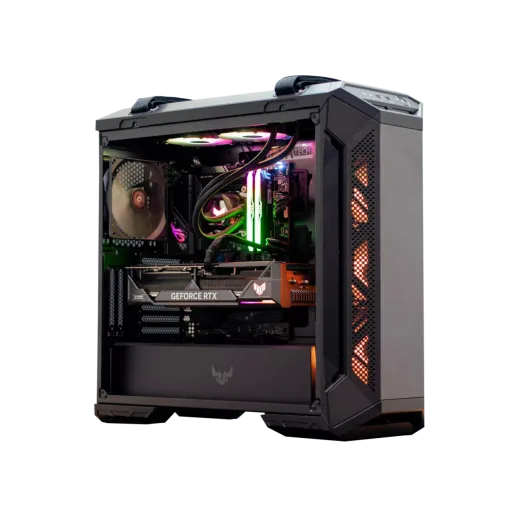 a black and red computer case