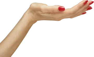 a woman's hand with red nail polish