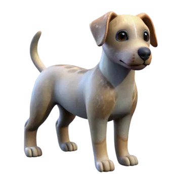 a cartoon dog standing on a white background