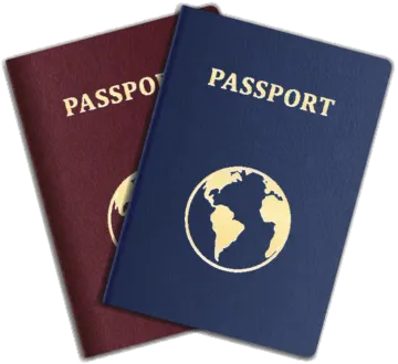 two passports with the word passport on them