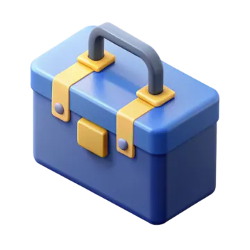 a blue suitcase with yellow handles