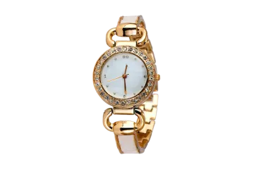 a women's watch with white dial