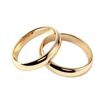 a pair of gold wedding rings