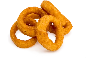 a pair of onion rings on a white background
