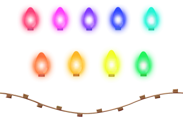 a set of christmas lights on a white background