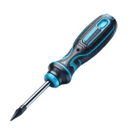 a blue and black drill with a white background