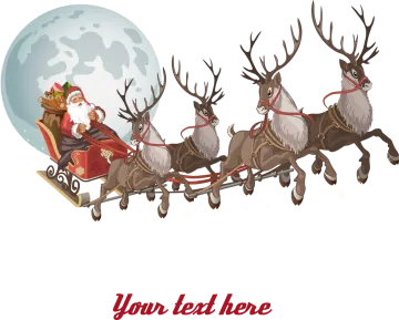 santa riding in his sler pulled by reindeers