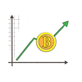 a graph with a bit coin on top of it