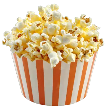 popcorn in a striped paper cup
