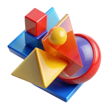 an image of some colorful shapes on a white background
