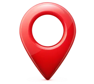 a red pin on a white background