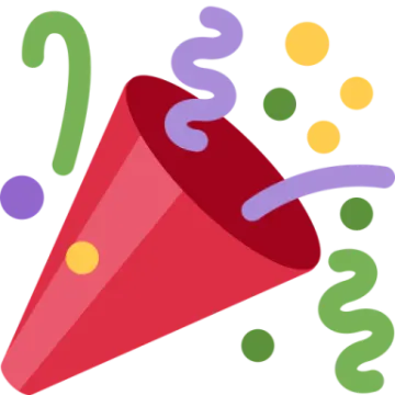 a red party hat with streamers coming out of it