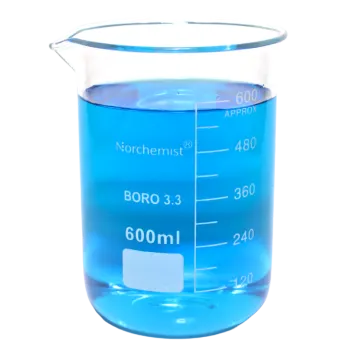 a beakle filled with blue liquid