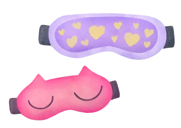 a pair of sleep masks with hearts on them