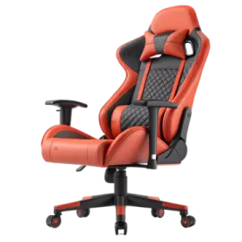 a red and black gaming chair