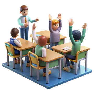 a group of children sitting at desks
