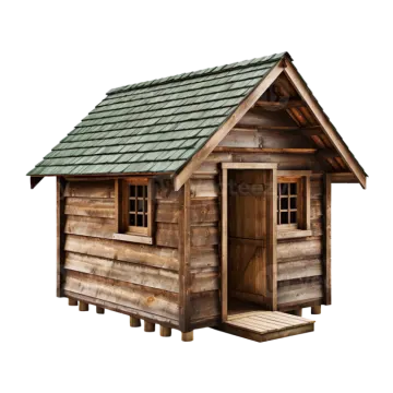 a small wooden house on a white background