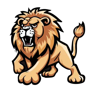 a cartoon lion running with its mouth open