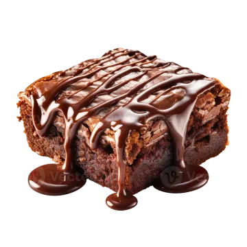 a piece of chocolate covered brownie on a white background