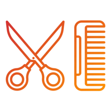 a pair of scissors and combs