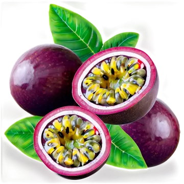 three passion fruit cut in half