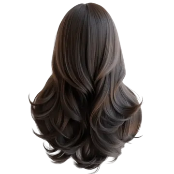 a woman's head with long brown hair