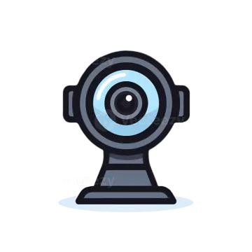 a camera icon on a white background