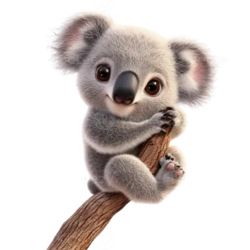a cute baby koala bear sitting on top of a branch