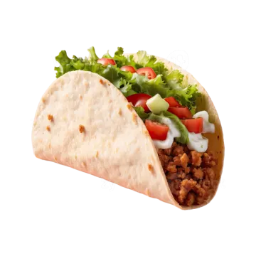 a burritoa filled with meat and vegetables on a white background