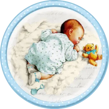 a baby sleeping on a cloud with a teddy bear