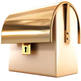 an image of a gold mailbox