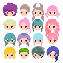 a group of people with different colored hair