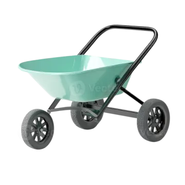 a green wheelbare with black wheels