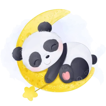 a panda sleeping on the moon
