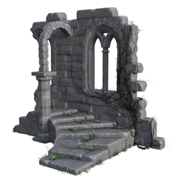 a set of stone steps with vines growing out of them