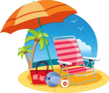 a beach chair and an umbrella on the beach