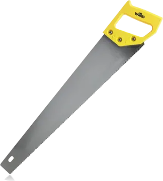 a yellow saw on a white background