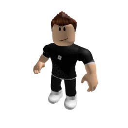 a lego figure with a black shirt and white shoes