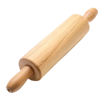 a wooden rolling board on a white background