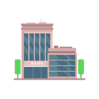 a bank building with the word bank on it