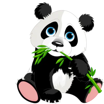 panda eating bamboo clipart