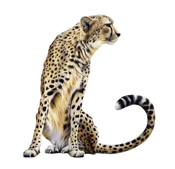 a che spotted cat sitting on its hind