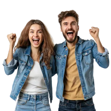 a man and woman in denim jackets