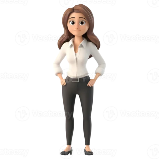 a 3d woman standing with her hands on her hips