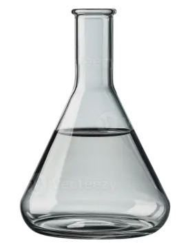 an empty glass flask with a white background