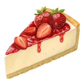 a piece of cheese pie with strawberries on top