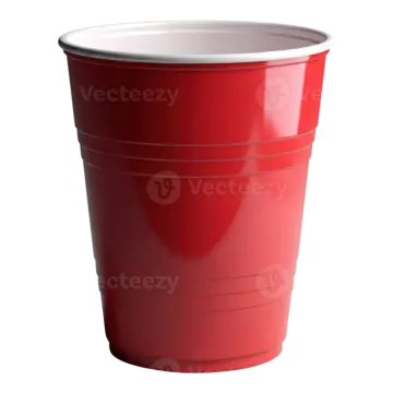 a red plastic cup on a white background