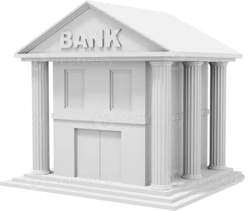 a bank building on a white background